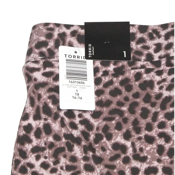 New Torrid Leopard Stars Activewear Bike Stretch Shorts Womens Size 1X - Picture 6 of 7
